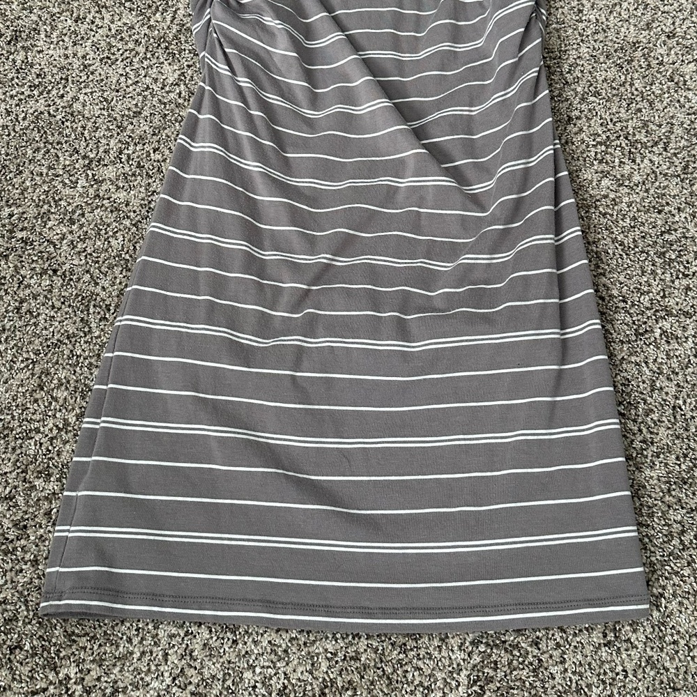 Athleta Women Small Gray and White Striped Midi Dress - Picture 9 of 11